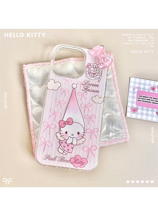 NIBEMINENT Cute Kt Cat Protective TPU Case Cover For iPhone 15 Plus, White - Image 1