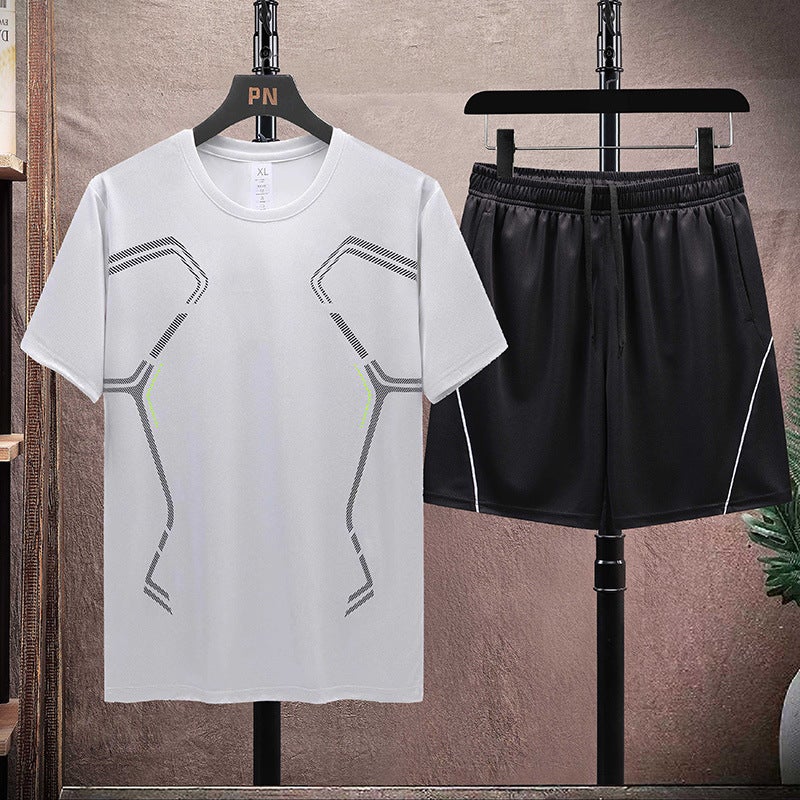 Summer Ice Silk Quick-drying Short-sleeved T-shirt Boys Sports Leisure suit Running Football Basketball Training Fitness Clothes - Image 4