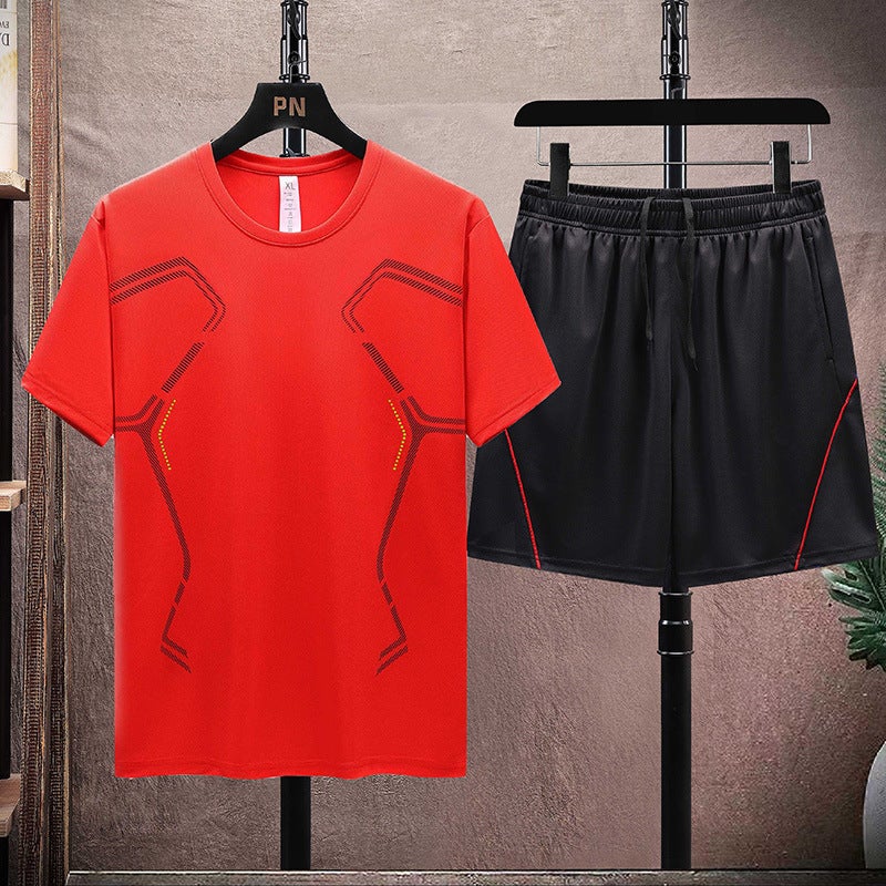 Summer Ice Silk Quick-drying Short-sleeved T-shirt Boys Sports Leisure suit Running Football Basketball Training Fitness Clothes - Image 3