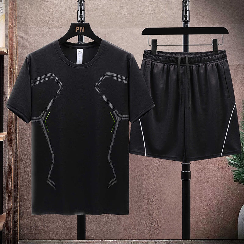 Summer Ice Silk Quick-drying Short-sleeved T-shirt Boys Sports Leisure suit Running Football Basketball Training Fitness Clothes - Image 5
