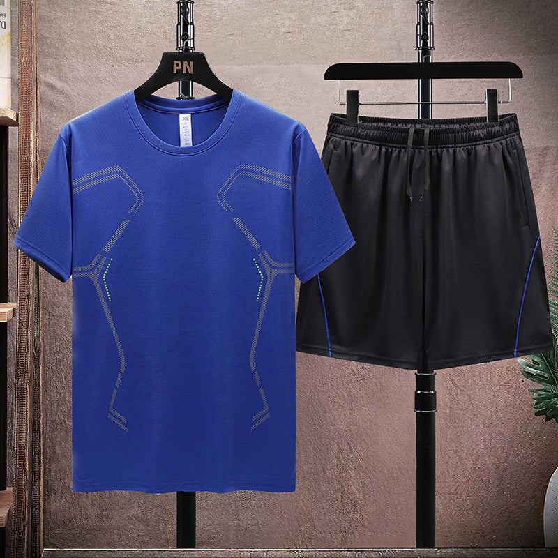Summer Ice Silk Quick-drying Short-sleeved T-shirt Boys Sports Leisure suit Running Football Basketball Training Fitness Clothes - Image 2