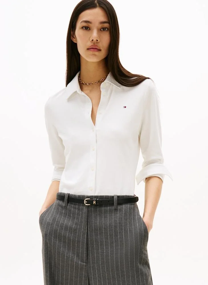 تومي هيلفيغر قميص بيكيه بأكمام طويلة نحيف لعام