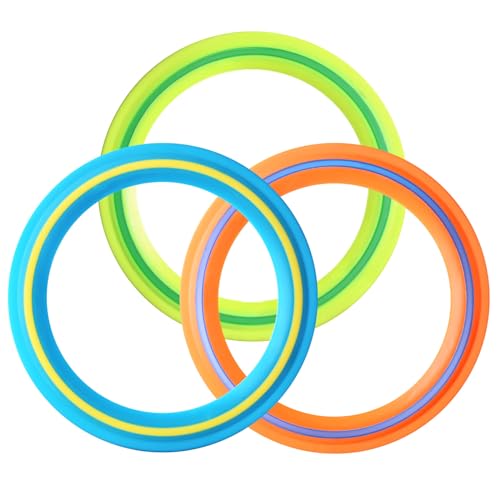 JEEFUD Flying Disc for Kids Adults 11 inch Flying Ring 3 Pack Beach Backyard Sports Play Soft Discs Sport Outdoor Tossing Toy Gift for 4 Year Old Boys Girls Family 3PCS YellowOrange Turquoise - Image 1