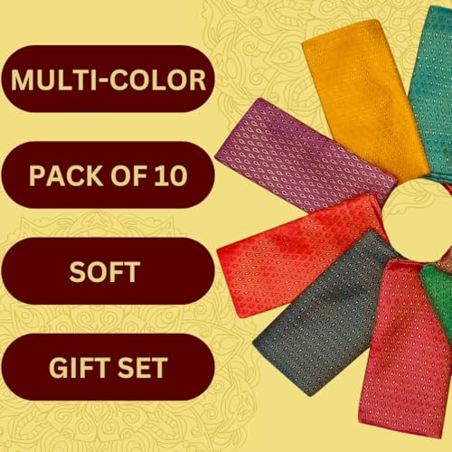 SELVEL Women's South Silk Jacquard Unstitched 1 Meter Blouse Piece Pack of 10 | Blouse Combo Set for Gifting - Image 4