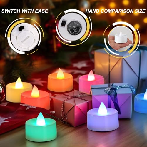 DECOVAA Flameless LED Tealight Candles, Battery Operated Smokeless Decorative Tea Lights for Home, Diwali, Wedding, Party & Festival Decoration (Multicolor, Pack of 10) - Image 3