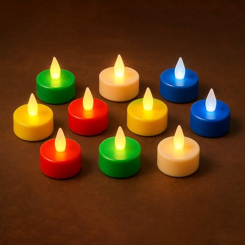 DECOVAA Flameless LED Tealight Candles, Battery Operated Smokeless Decorative Tea Lights for Home, Diwali, Wedding, Party & Festival Decoration (Multicolor, Pack of 10) - Image 2