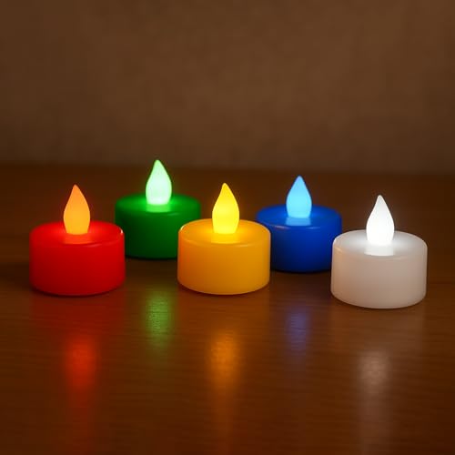 DECOVAA Flameless LED Tealight Candles, Battery Operated Smokeless Decorative Tea Lights for Home, Diwali, Wedding, Party & Festival Decoration (Multicolor, Pack of 10) - Image 1
