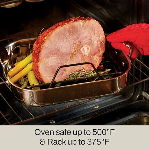 All-Clad Specialty Stainless Steel Roaster with Nonstick Rack 11x14 Inch Oven Broiler Safe 600F Roaster Pan, Pots and Pans, Bakeware, Silver - Image 4