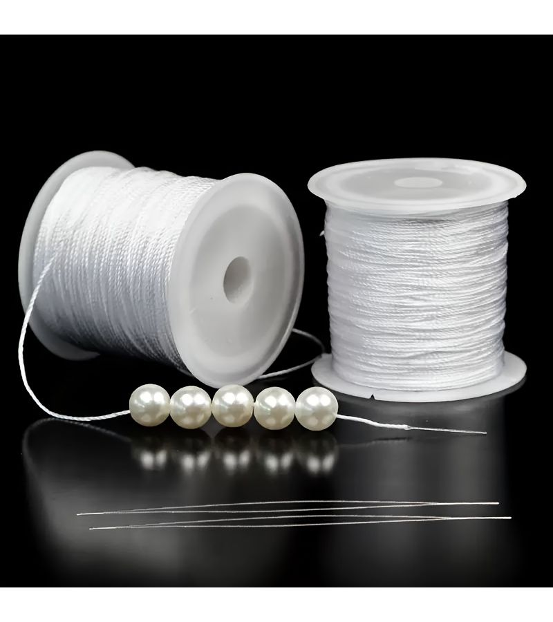 3pcs 1.0mm Beading Wire Non Elastic White With 2 Open End Needles DIY Bracelet Jewelry Making - Image 2