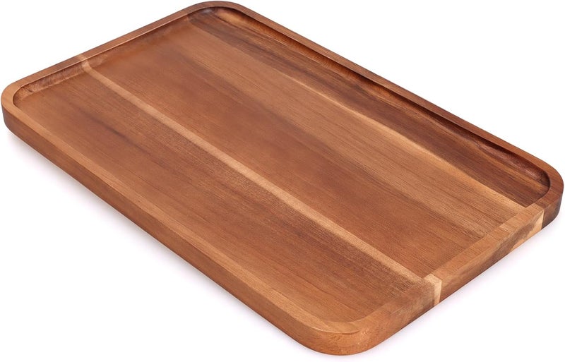 Ayiaren 16x 8 Large Wooden Serving Trays Decor Long Charcuterie Cheese Boards Acacia Wood Kitchen Dinner Platters Rectangular Snack Appetizer Plates for Food Dish Rectangle Party Cookie Dessert Tray - Image 1