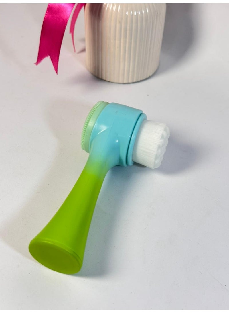 Double Headed Skin Care Face Brush Silicone Face Cleaning Beauty Brush for Deep Pore Exfoliating Manual Facial Cleansing Brush MAY VARY COLOR - Image 1