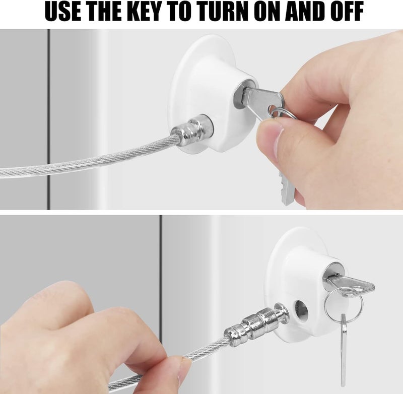 Refrigerator Door Lock with Keys and Strong Adhesive, Child Safety Lock for Fridge, Cabinet, Freezer, Windows, Drawers, White - Image 5