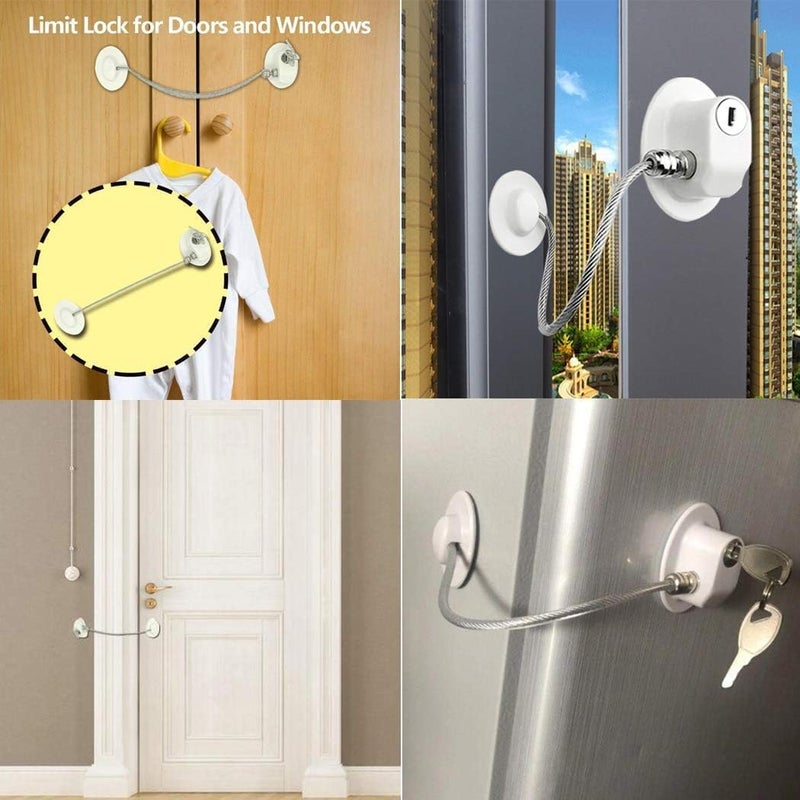 Refrigerator Door Lock with Keys and Strong Adhesive, Child Safety Lock for Fridge, Cabinet, Freezer, Windows, Drawers, White - Image 2