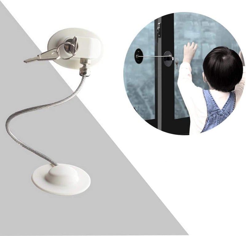 Refrigerator Door Lock with Keys and Strong Adhesive, Child Safety Lock for Fridge, Cabinet, Freezer, Windows, Drawers, White - Image 1