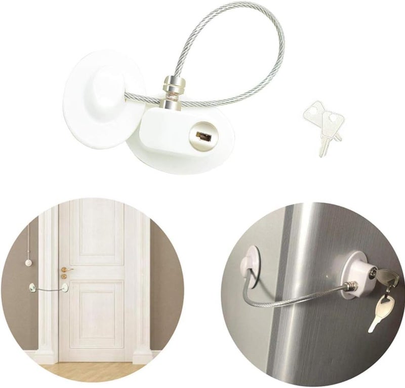 Refrigerator Door Lock with Keys and Strong Adhesive, Child Safety Lock for Fridge, Cabinet, Freezer, Windows, Drawers, White - Image 3