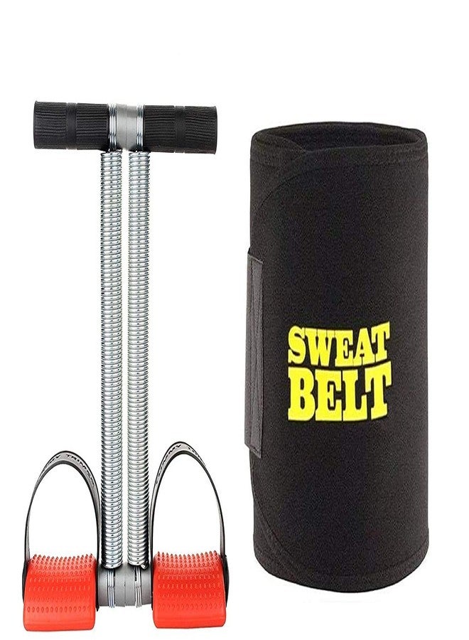 RASCO Combo Double Steel Spring with Sweat Belt Size Free Ab Exerciser (Red) - Image 4
