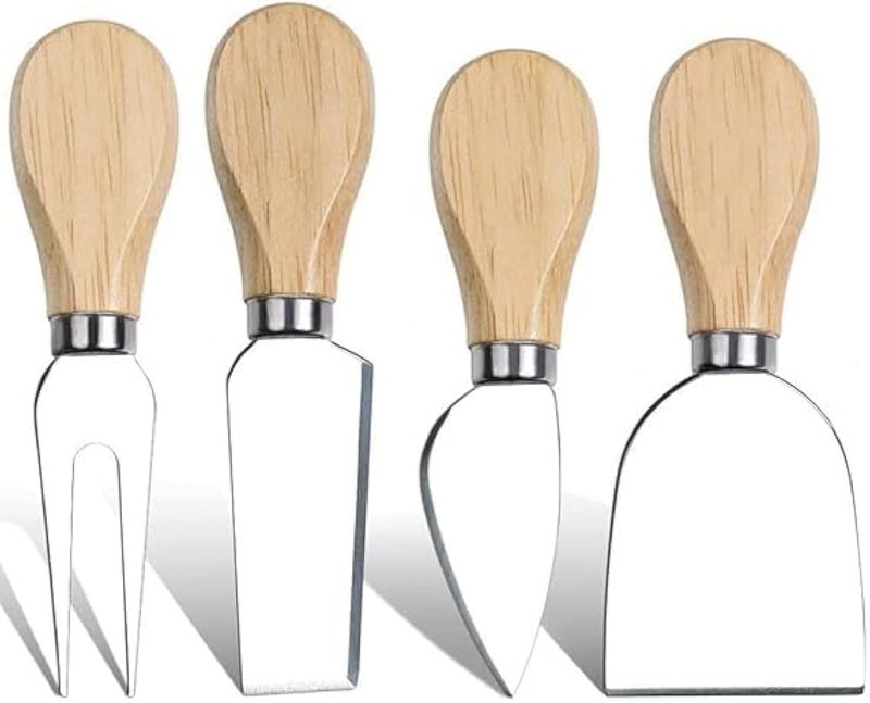 Cheese Knives Set with Wooden Handle Stainless Steel Cheese Cutter Set of 4