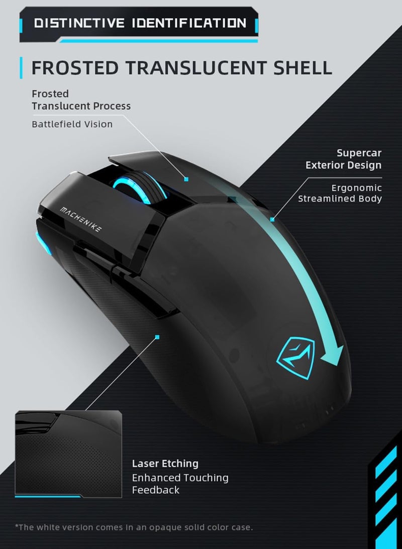 ماكينيك ماشينيكي M7 Pro فأرة ألعاب (مستشعر PAW 3104)، لاسلكية/سلكية، مزودة بإضاءة خلفية RGB، دقة عالية تصل إلى 8000 نقطة في البوصة (DPI) و6 أزرار قابلة للبرمجة، فأرة ألعاب خفيفة الوزن عالية الأداء لأجهزة الكمبيوتر والماك (اللون الأسود). - Image 2