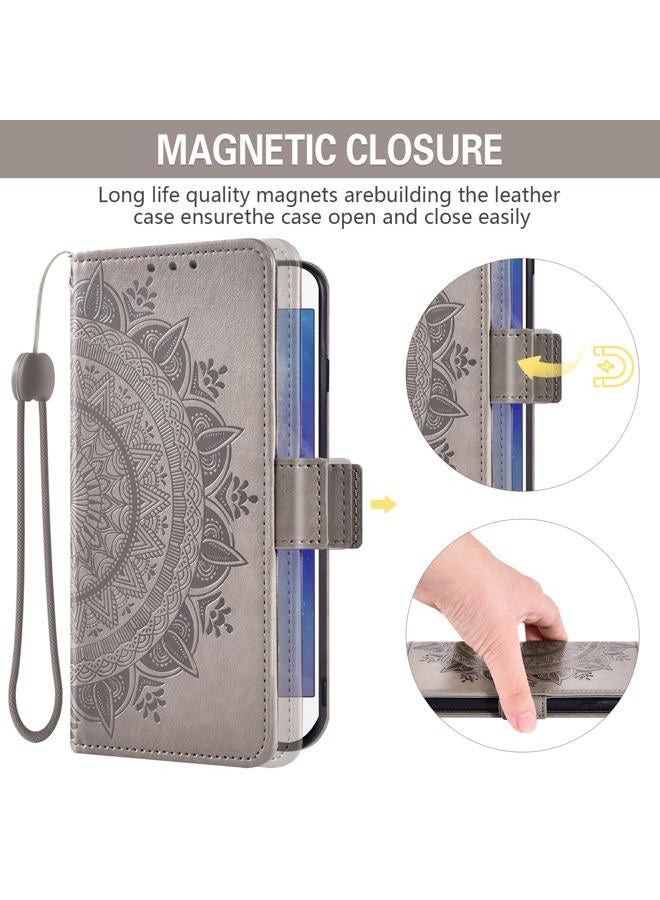 Asuwish Compatible with Samsung Galaxy A42 5G Wallet Case and Tempered Glass Screen Protector Card Holder Flip Wrist Strap Stand Cell Phone Cover for Glaxay A 42 G5 Gaxaly 42A S42 4G 2021 Women Grey - Image 4