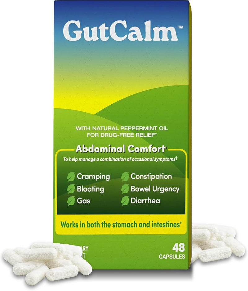 GutCalm جوت كالم  تخفيف أعراض القولون العصبي  كبسولات زيت النعناع  انتفاخ  غازات  إمساك وراحة هضمية  48 حبة - Image 1