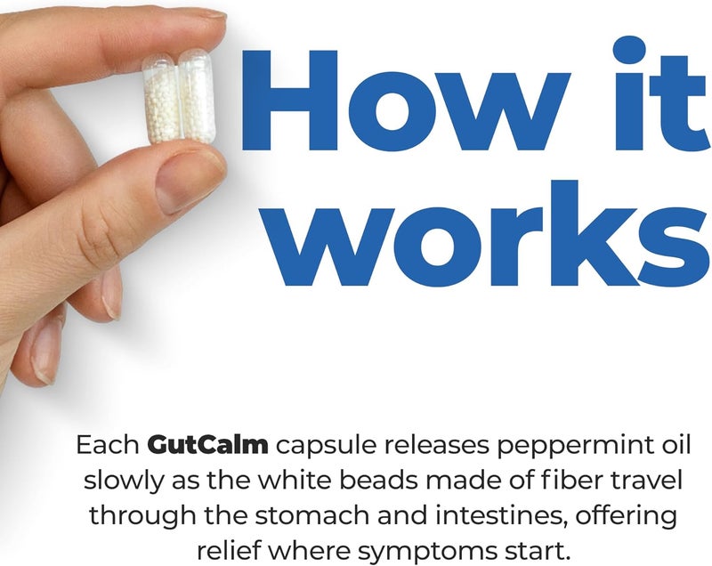 GutCalm جوت كالم  تخفيف أعراض القولون العصبي  كبسولات زيت النعناع  انتفاخ  غازات  إمساك وراحة هضمية  48 حبة - Image 5