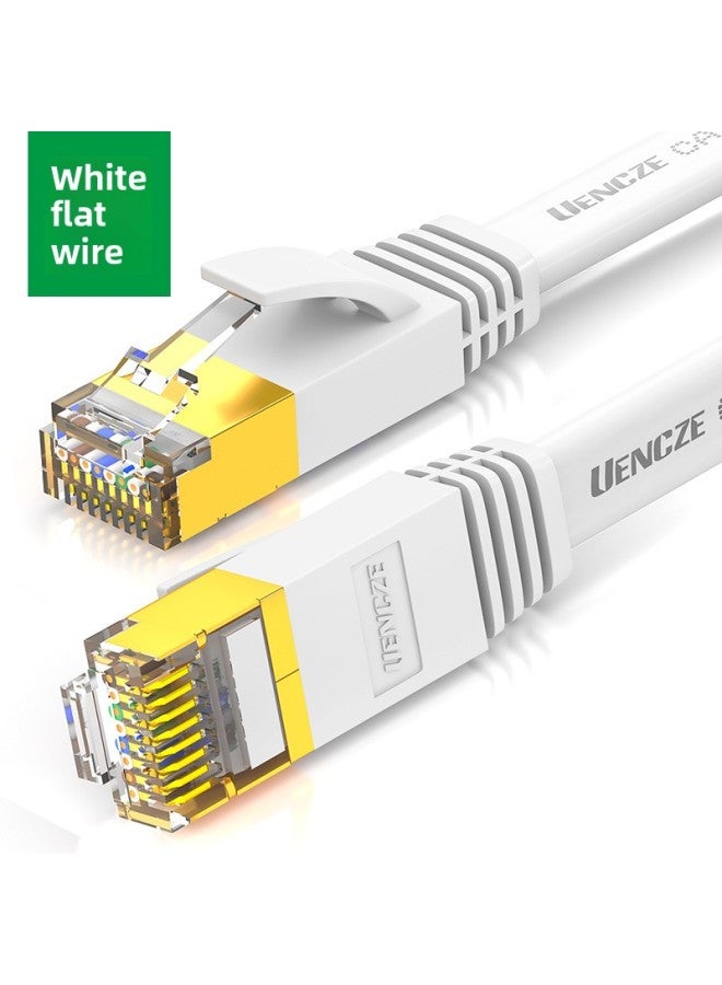The Founder Of Seven Types Of Flat Network Cable Cat 70000 Megabytes High-speed Shielding 5 Home Broadband 8 Computer Router Line 10 Meters-Color:White 【10 Gigabit Flat Wire】】-Line Length:1.5m - Image 1