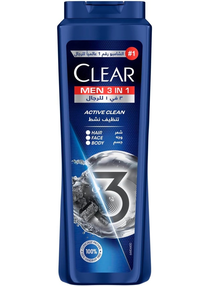 Clear Men Shampoo For Hair Body & Face 180 Ml