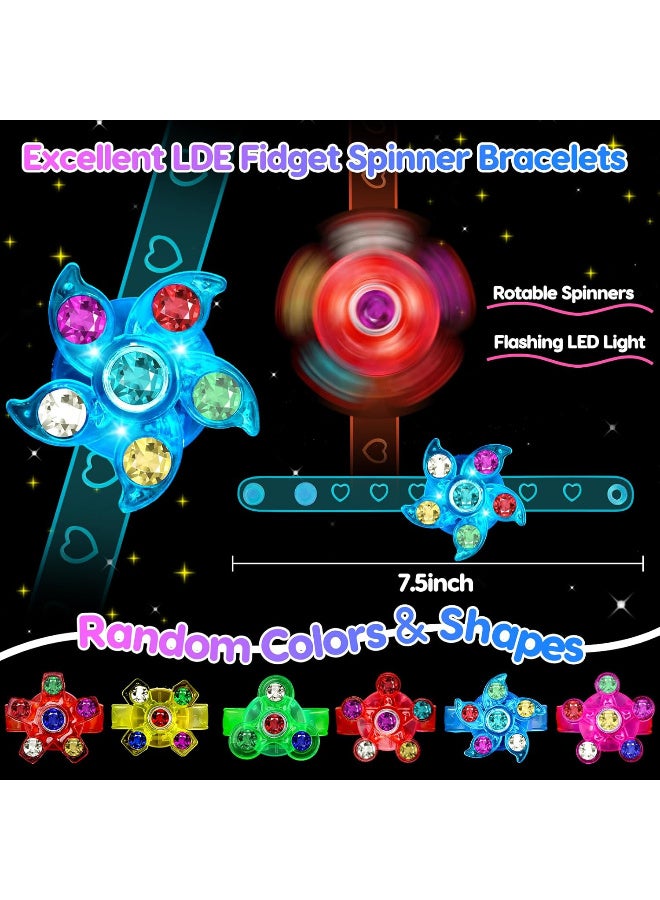 TFiOXL 25PCS LED Light Up Fidget Spinner Bracelets Party Favors Bulk for Kids Summer Spring Goodie Treat Bag Stuffers Treasure Box Toys Carnival Prizes Birthday Return Gifts for Boys Girls - Image 2