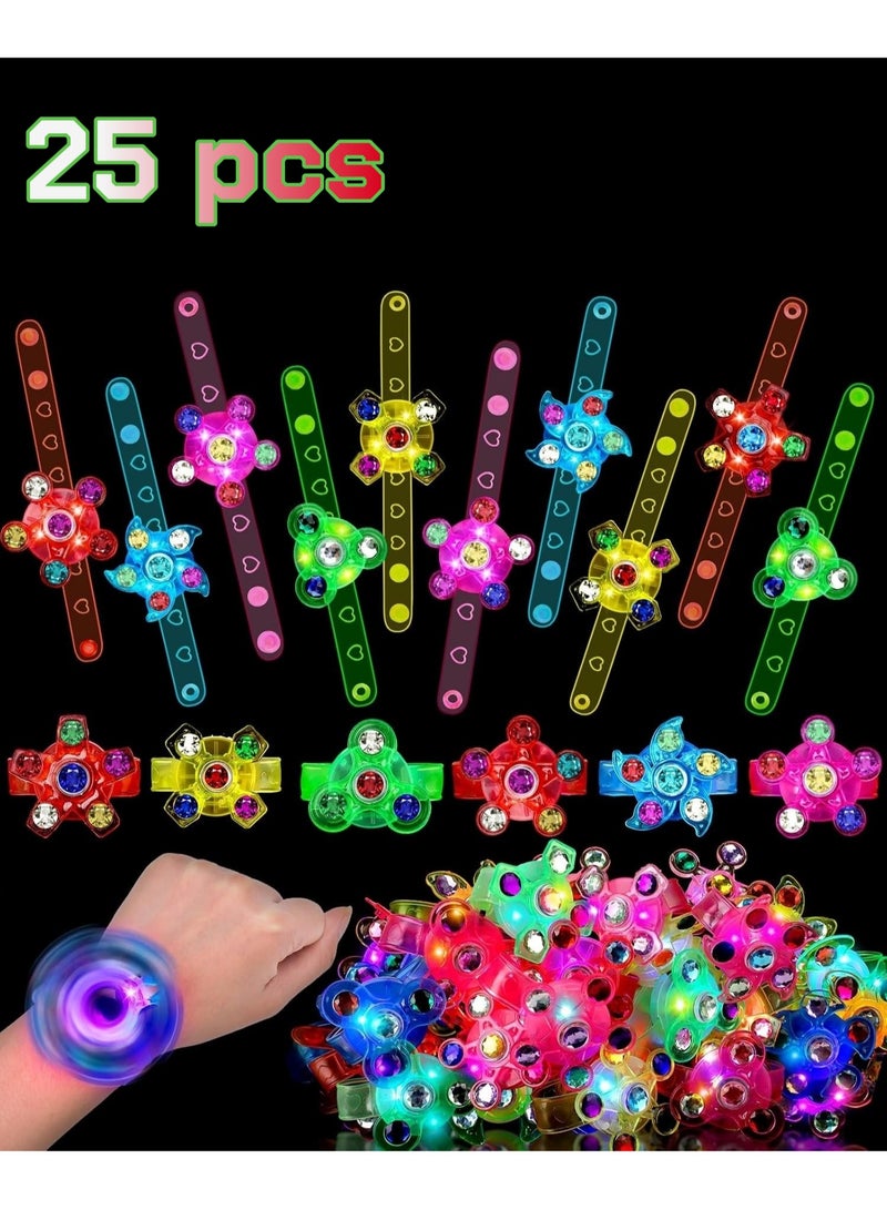 TFiOXL 25PCS LED Light Up Fidget Spinner Bracelets Party Favors Bulk for Kids Summer Spring Goodie Treat Bag Stuffers Treasure Box Toys Carnival Prizes Birthday Return Gifts for Boys Girls - Image 1