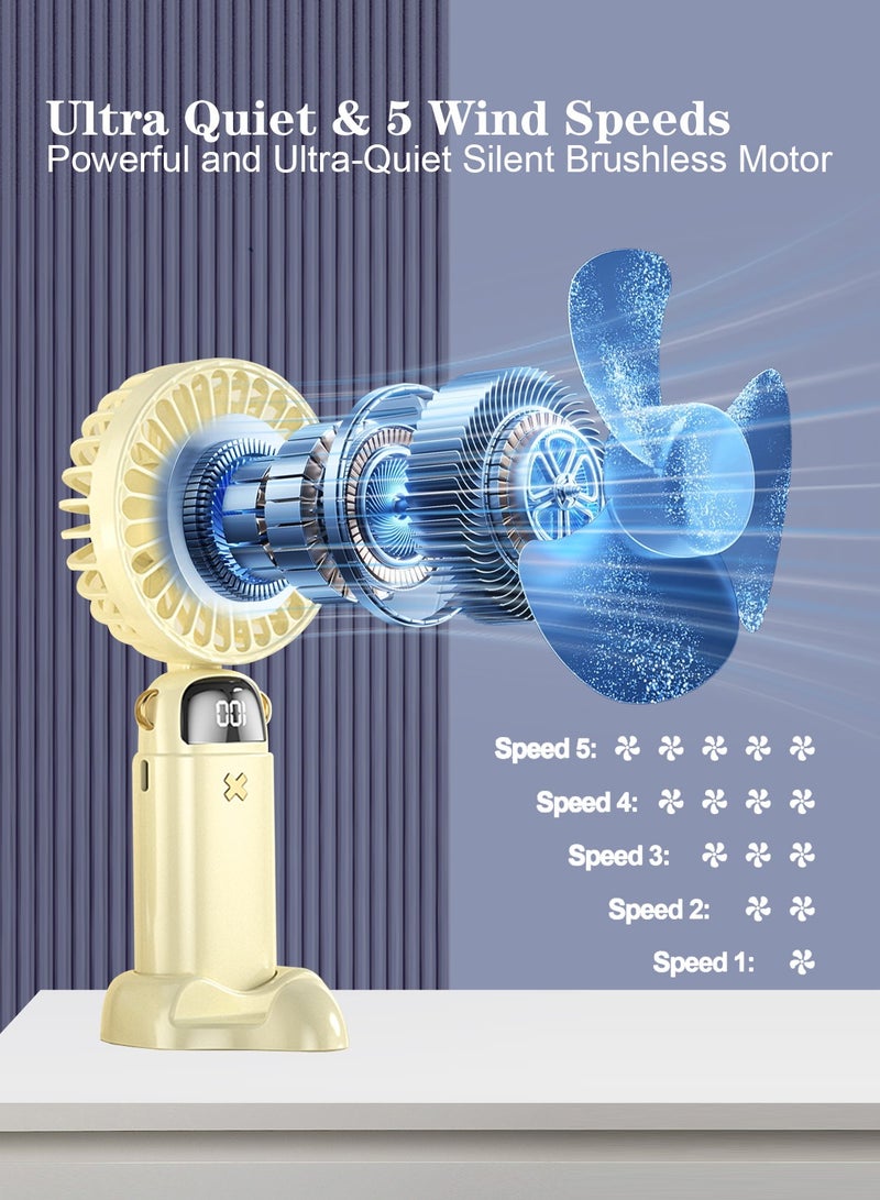 Meishida Portable Handheld Fan, Electric Desktop Fan,  6000mAh Personal Small Fan with 5 Speeds, Long Lasting and Adjustable Mini Fan with Neck Hanging for Outdoor, Travel, Home, Office - White - Image 3