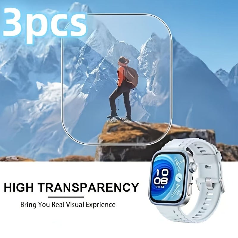3 قطع من واقي الشاشة الهيدروجيل TPU لهواتف Huawei Watch Fit4 Pro عالي الوضوح ناعم ومريح - Image 5