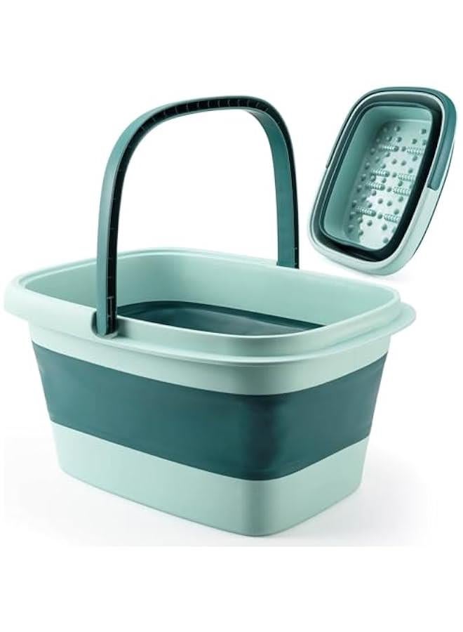 HOOKOR Foot Bath Collapsible Foot Bath Foot Soak Tub with Handle Foot Spa Bath 15L/4 Gallons Massager Foot Soaking Bath Basin Feet for Dry Cracked Feet, Pedicure Foot Soak, Home Spa Treatment (Green) - Image 1