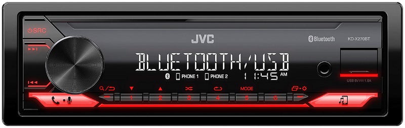JVC KDX270BT Bluetooth Car Stereo wUSB Port AMFM Radio MP3 Player High Contrast LCD 50 Watts Detachable Face Plate Single DIN 13Band EQ - Image 2