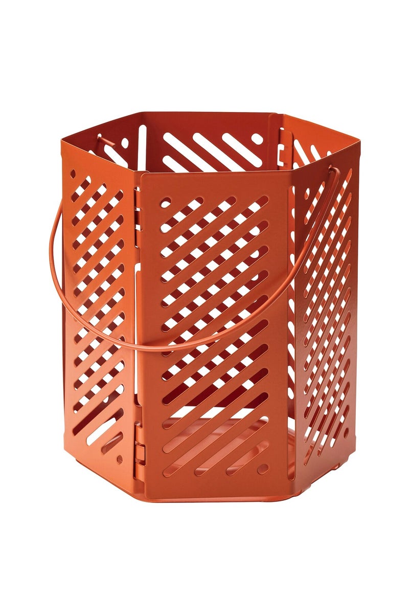 Lantern for tealight, brown-orange, 12 cm - Image 1
