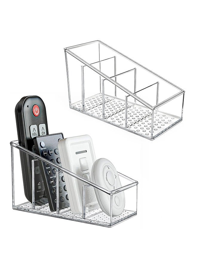 YelaJoy Remote Control Holder, with 4 Compartment Clear Remote Control Holder, for Table Small TV Remote control Holder Plastic Remote control Organizer Remote Storage (1 Pack) - Image 1