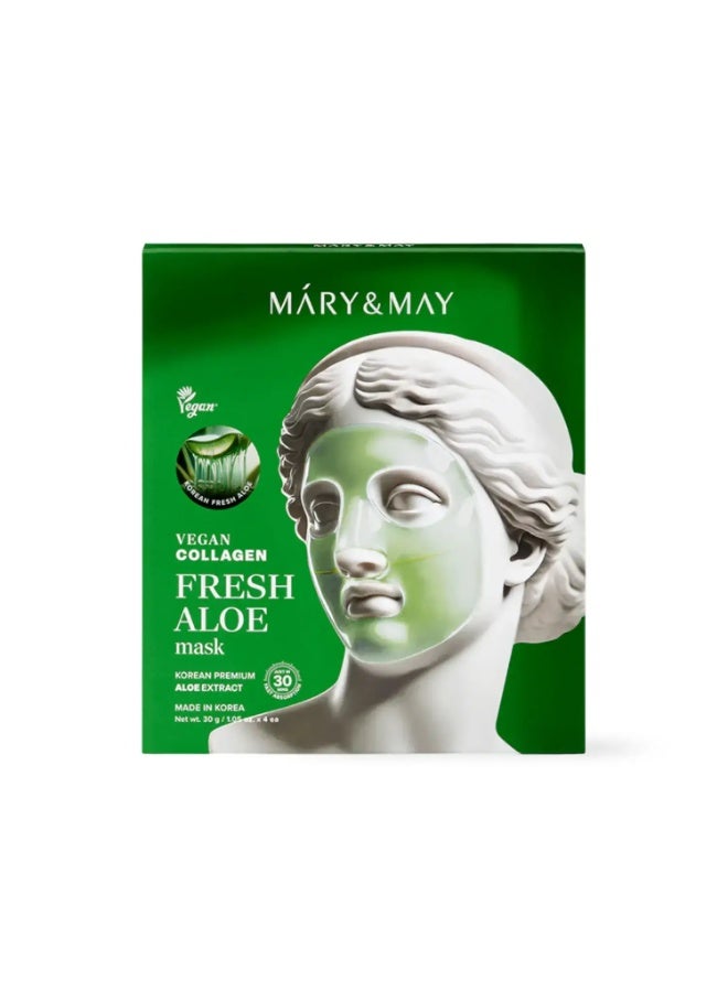 MARY & MAY Vegan Collagen Fresh Aloe Mask (30g x4)