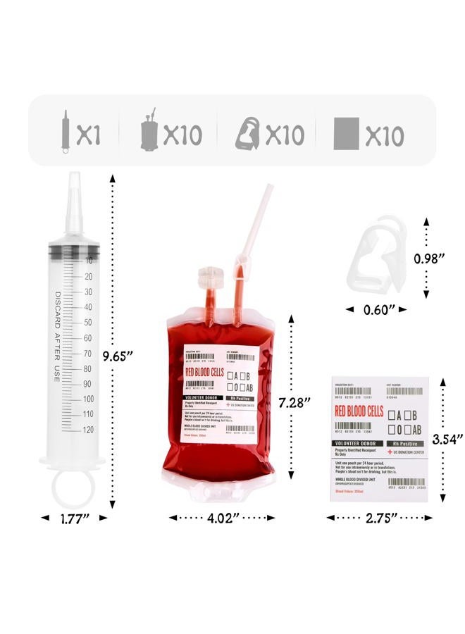 UNIMEIX 10 Pack Halloween Blood Bags for Drinks, Fake Blood Drink Pouches Reusable Juice Drink IV Bag for Vampire Party Theme Party Halloween Decoration - Image 3