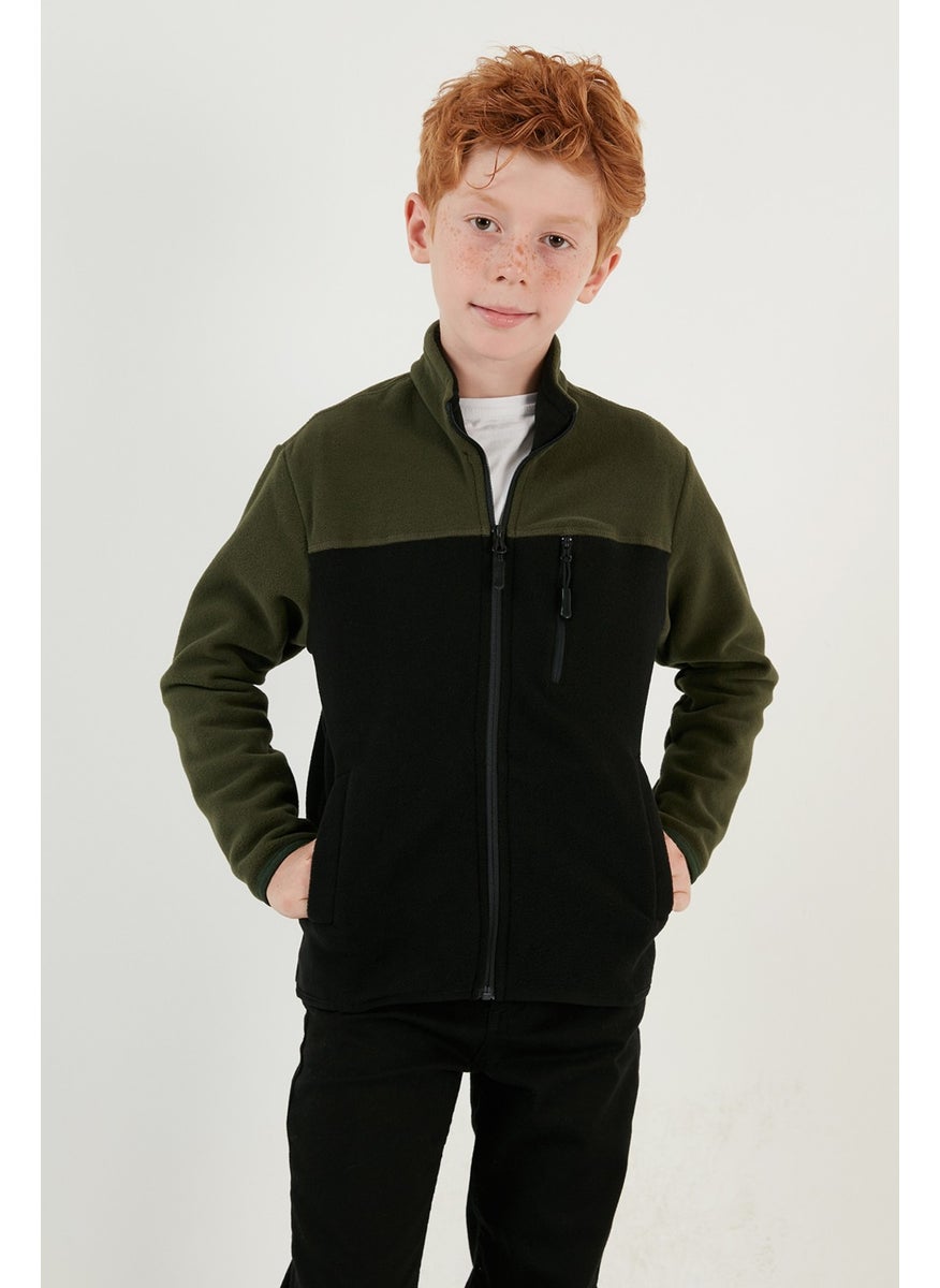 Lela Soft Textured Zippered Color Block Stand Collar Pocket Polar Children's Fleece 5905001