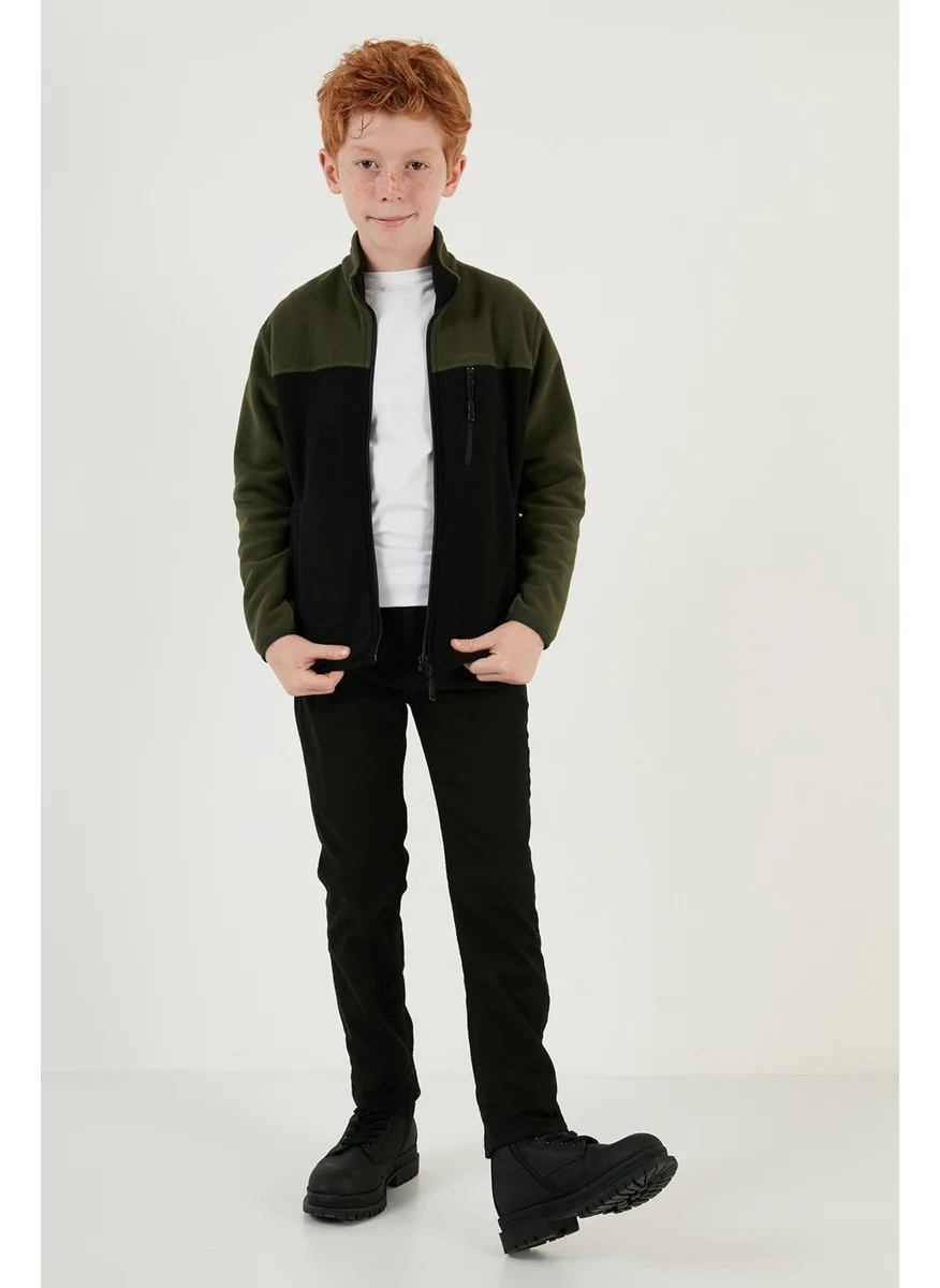 Lela Lela Soft Textured Zippered Color Block Stand Collar Pocket Polar Children's Fleece 5905001