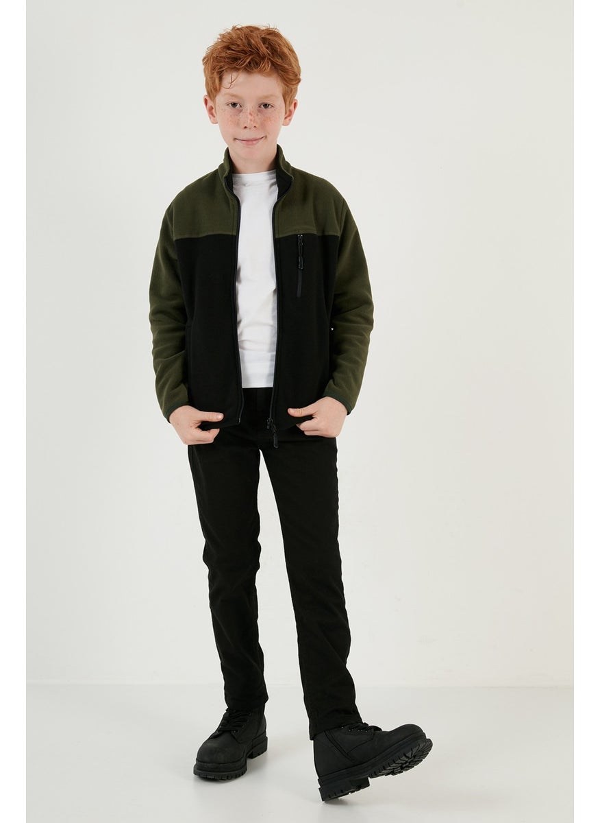Lela Soft Textured Zippered Color Block Stand Collar Pocket Polar Children's Fleece 5905001