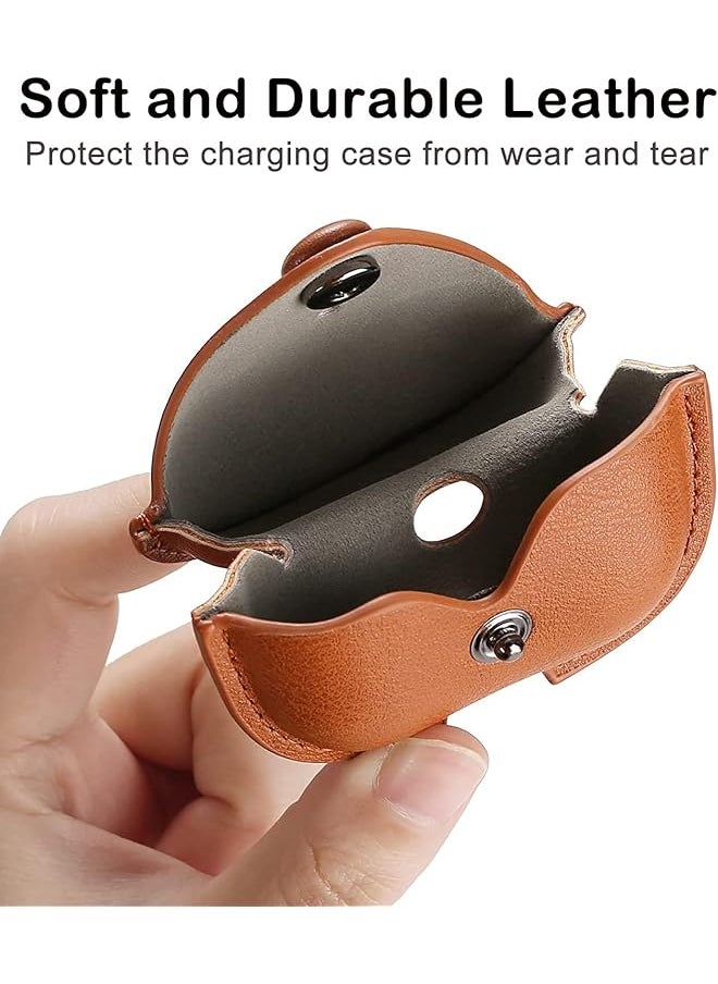 erorex - Airpods 3 Case With Keychain Genuine Leather Protective Shockproof Scratch Resistant Soft Silicone Cover For Airpods 3Rd Generation 2021 Front Led Visible Brown - Image 1