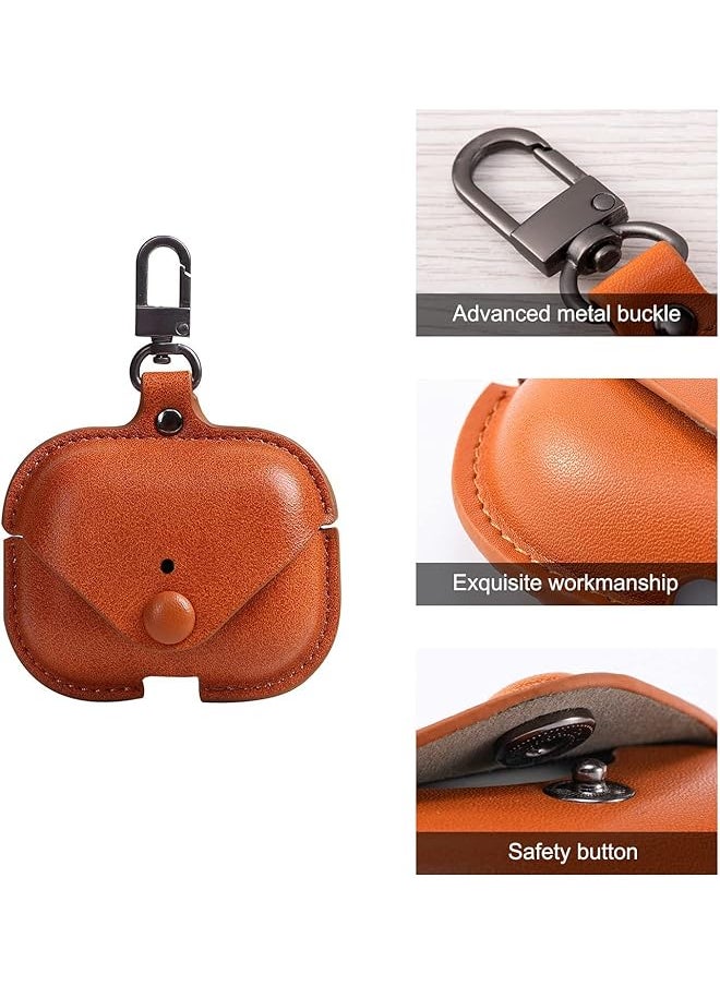 erorex - Airpods 3 Case With Keychain Genuine Leather Protective Shockproof Scratch Resistant Soft Silicone Cover For Airpods 3Rd Generation 2021 Front Led Visible Brown - Image 1