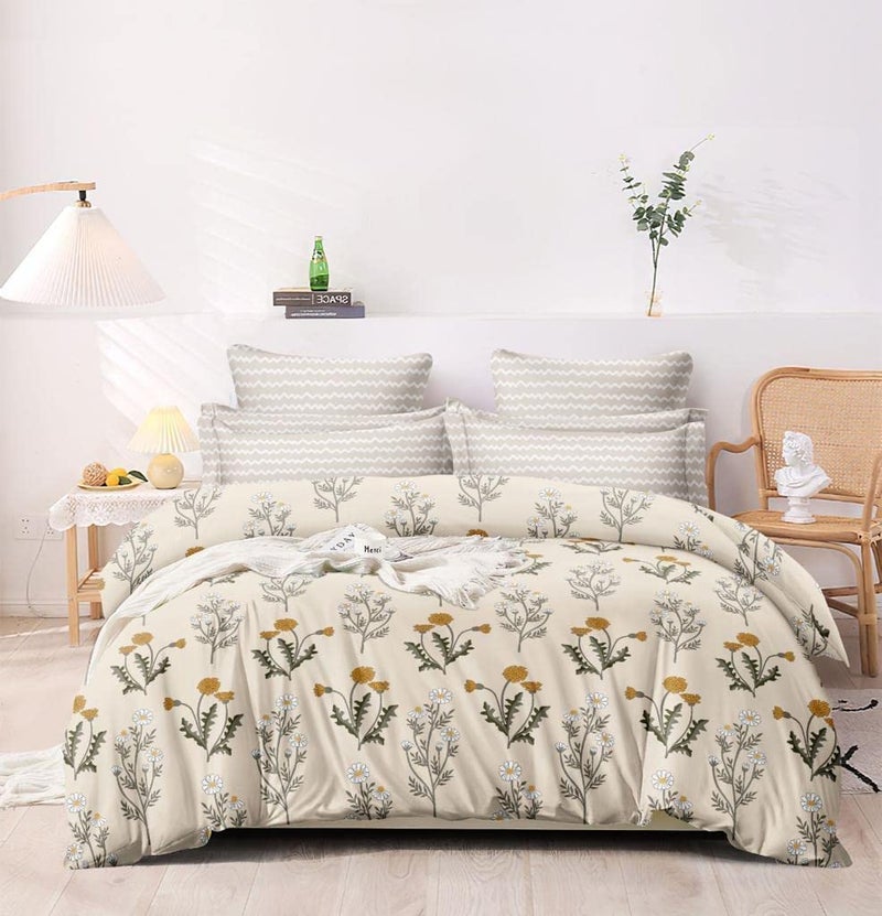 Castiqa Premium Cotton King Size Quilt Cover/Duvet Cover/Rajai Cover/Blanket Cover with Zipper Closure (Single 60x90, Cream, 200) - Image 5