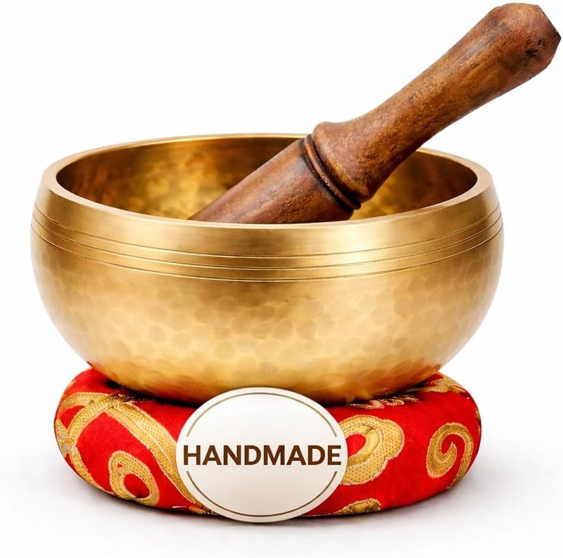 HIMALAYAN BAZAAR Tibetan Singing Bowl Set Bronze - Easy To Play - Authentic Handcrafted Mindfulness Meditation Holistic Sound 7 Chakra Healing Gift by Himalayan Bazaar (3 Inch, Gold) - Image 1