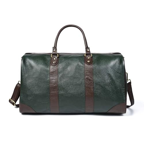 Adyan Leather Duffel Bag 20 Travel Carry on Weekender Luggage Overnight Bags for Women and Men Green 20 inch - Image 3