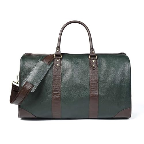 Adyan Leather Duffel Bag 20 Travel Carry on Weekender Luggage Overnight Bags for Women and Men Green 20 inch - Image 1