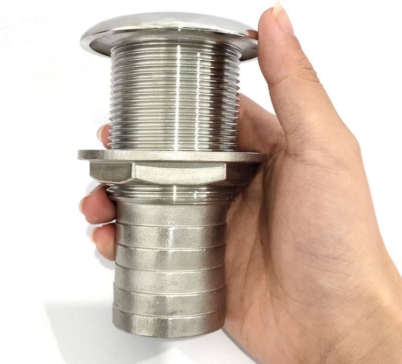 keehui 316 Stainless Steel DurableStandard Length Thru-Hull Fitting w/Nut &Gasket Boat Plumbing Fittings for Boats, Yachts, Marine - Image 4