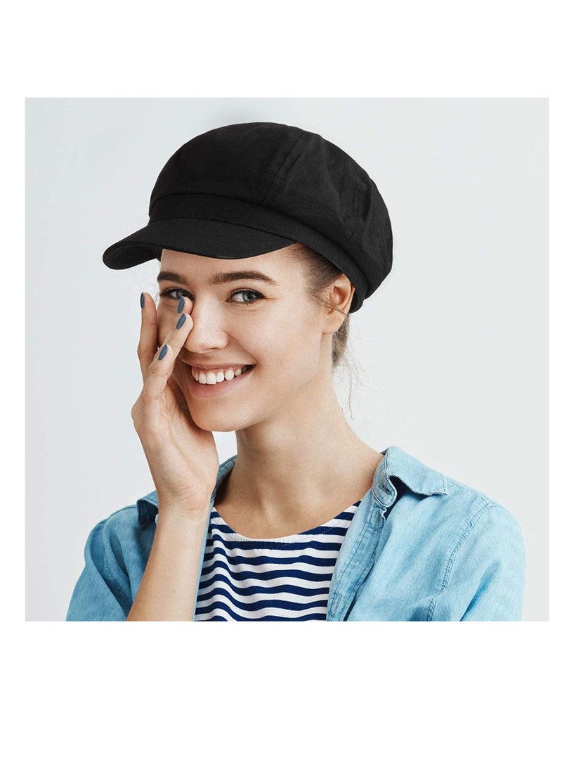 SYOSI 2 Pieces Women newsboy Cap Visor Beret Hats Vintage Cabbie Hat Octagonal Cap for Women  - Image 3