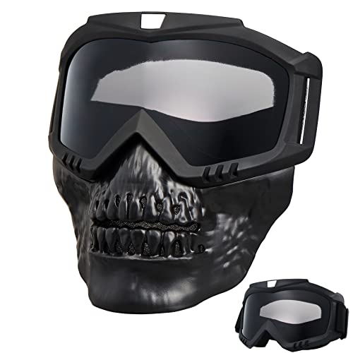 CROSSBODY Skull Motorcycle Goggles with Removable Face Mask，Anti-UV Adjustable MX Riding Offroad Cycling Motorbike Protective Glasses Dirt Bike ATV Motocross Eyewear Racing Combat Tactical Goggles - Image 1