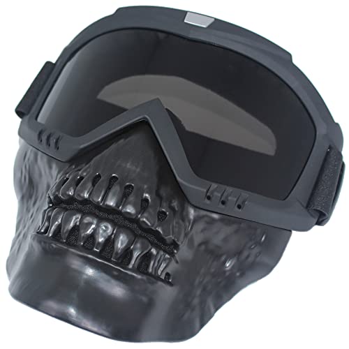 CROSSBODY Skull Motorcycle Goggles with Removable Face Mask，Anti-UV Adjustable MX Riding Offroad Cycling Motorbike Protective Glasses Dirt Bike ATV Motocross Eyewear Racing Combat Tactical Goggles - Image 2